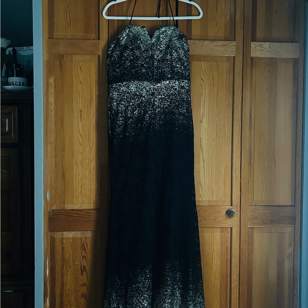Windsor Strapless Black and Gold Dress